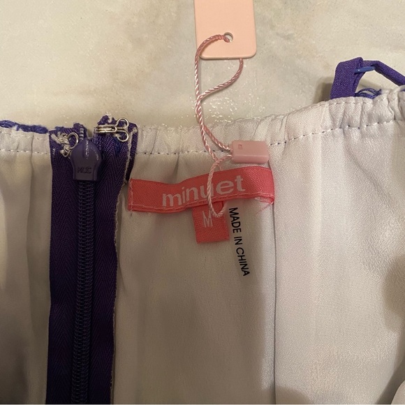 - NWT Minuet cocktail dress purple and white embroidery size M - Picture 6 of 8